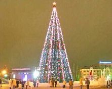 В Пензе начали устанавливать новогоднюю елку