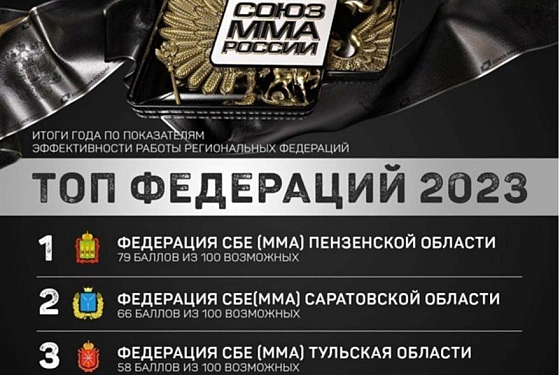Пензенская федерация ММА стала лучшей в Союзе ММА России