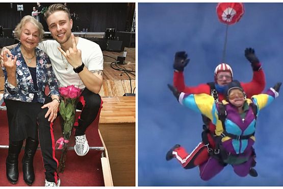 Бабушка Егора Крида прыгнула с парашютом в день 80-летия