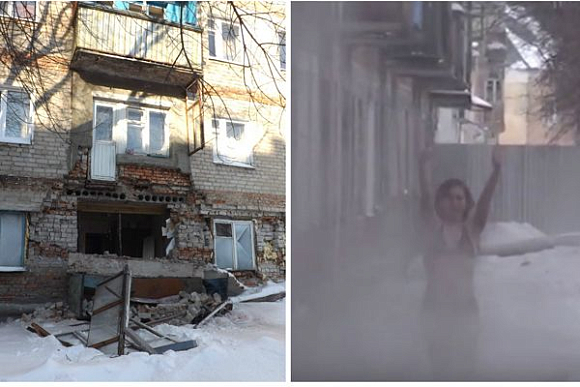 В Пензе на Ударной, 35, где рухнул балкон, жильцы принимают душ на улице